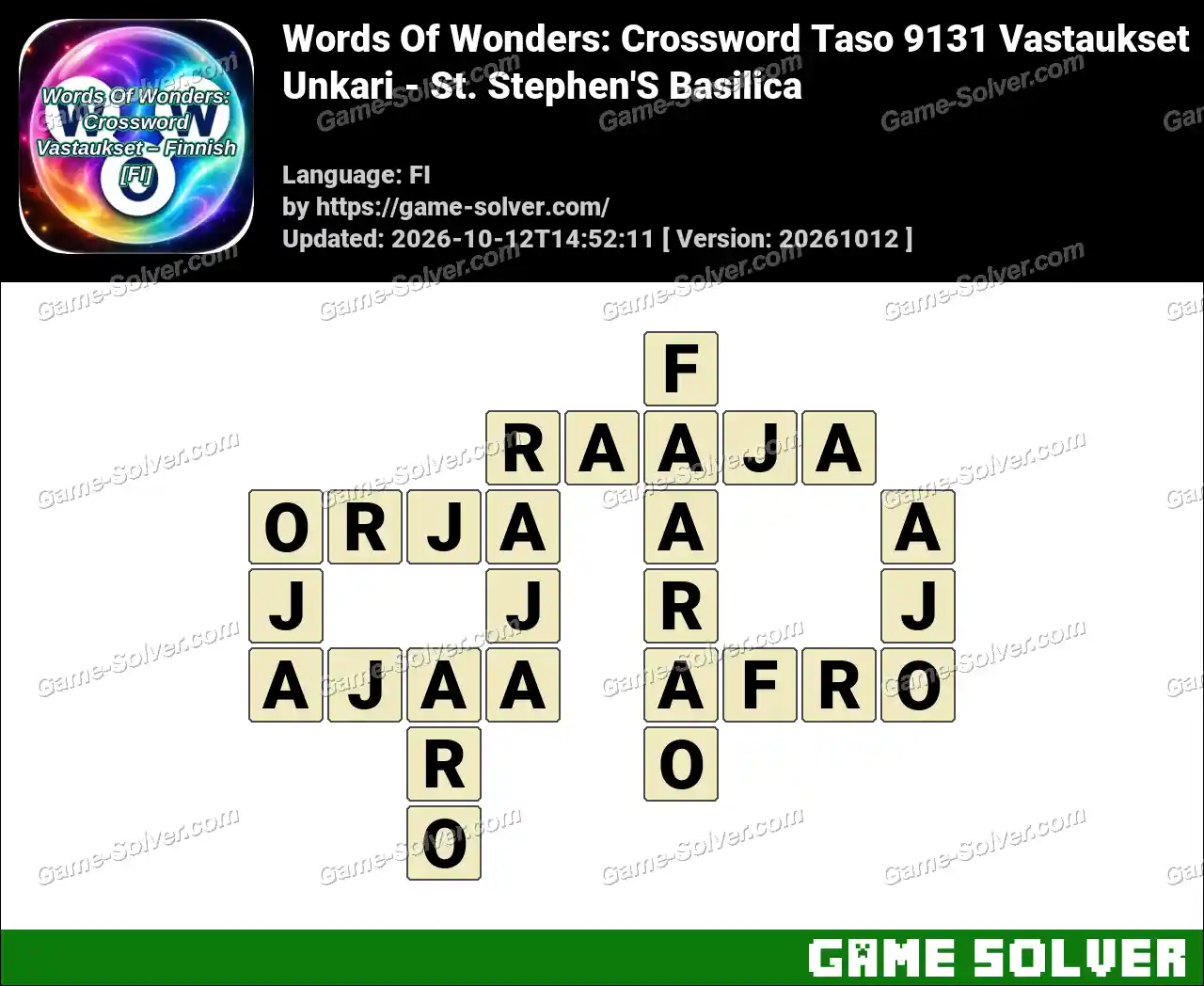 Words Of Wonders: Crossword Taso 9131 Vastaukset – Unkari – St. Stephen’S Basilica